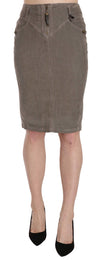 Just Cavalli Gray Corduroy Pencil Straight A-Line Skirt
