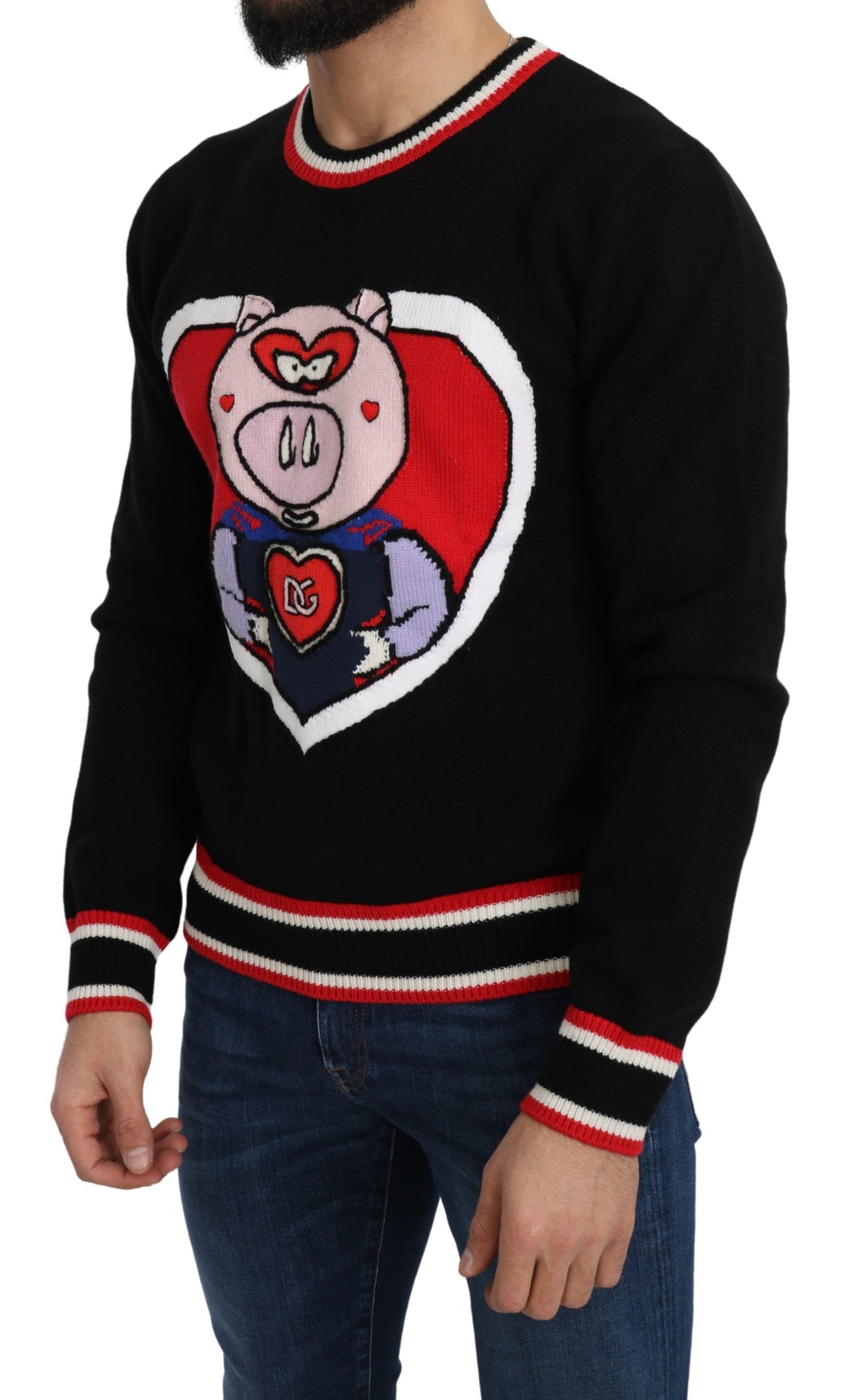 Pulover Dolce & Gabbana negru din cașmir Pig of the Year
