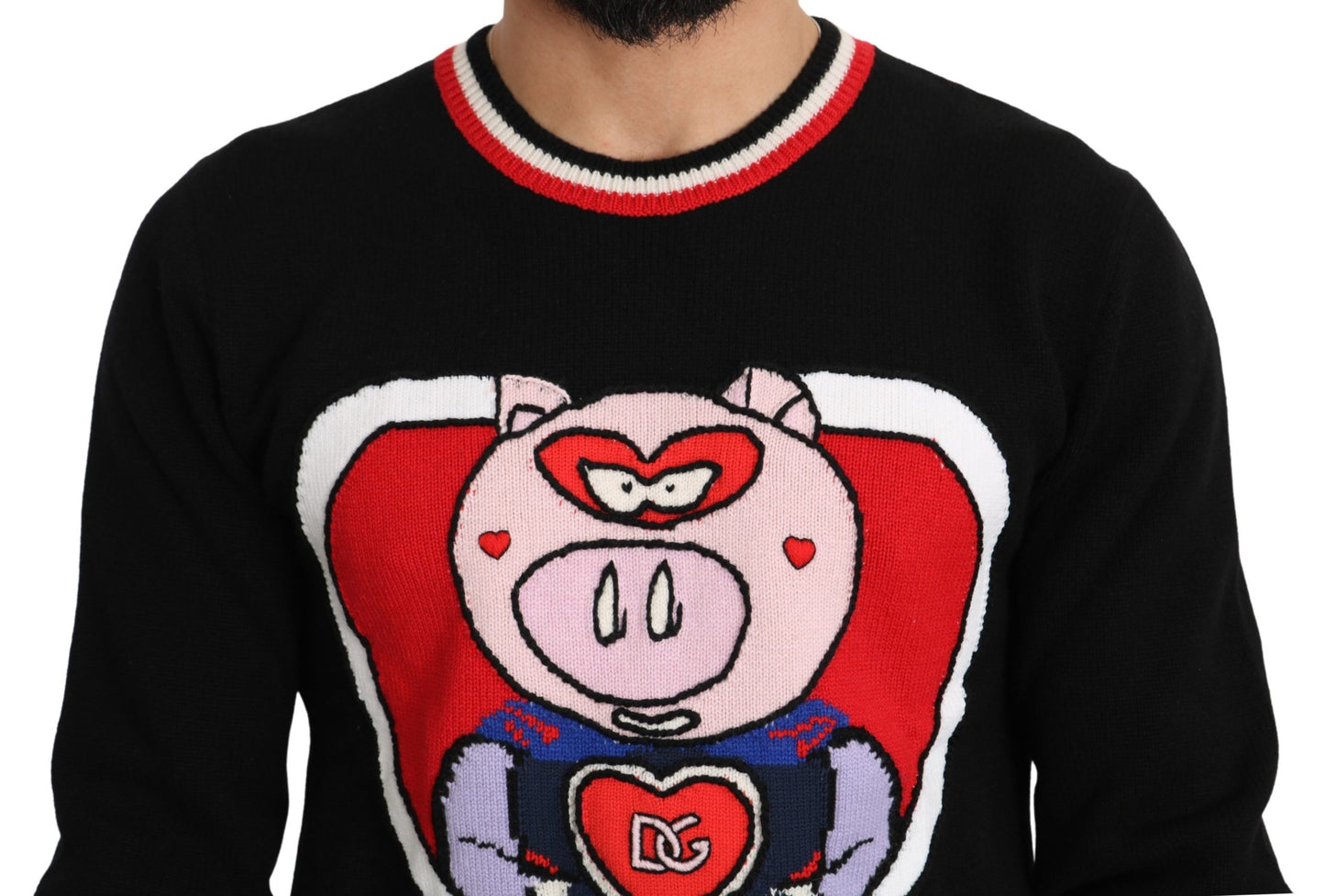 Pulover Dolce & Gabbana negru din cașmir Pig of the Year