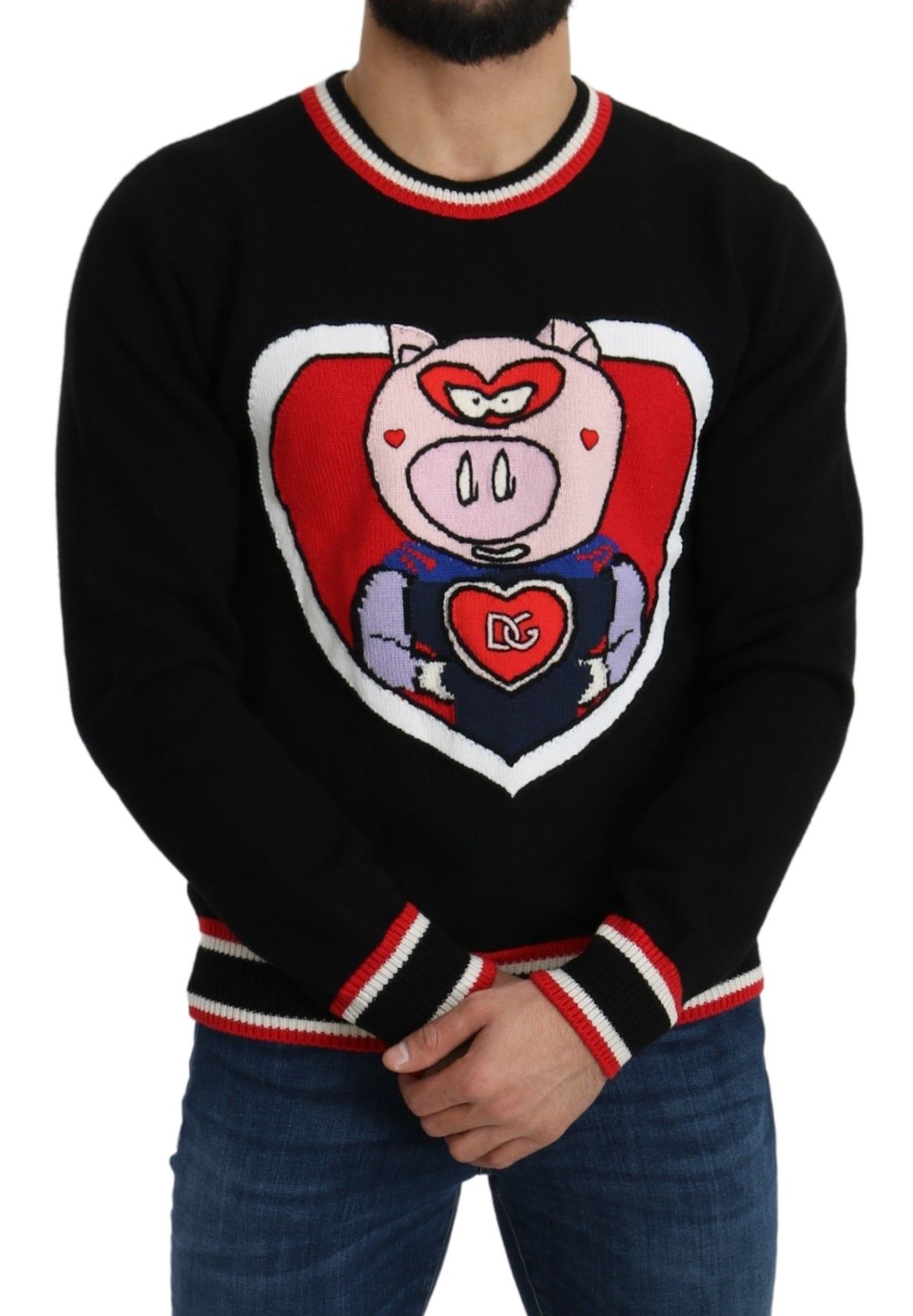 Pulover Dolce & Gabbana negru din cașmir Pig of the Year