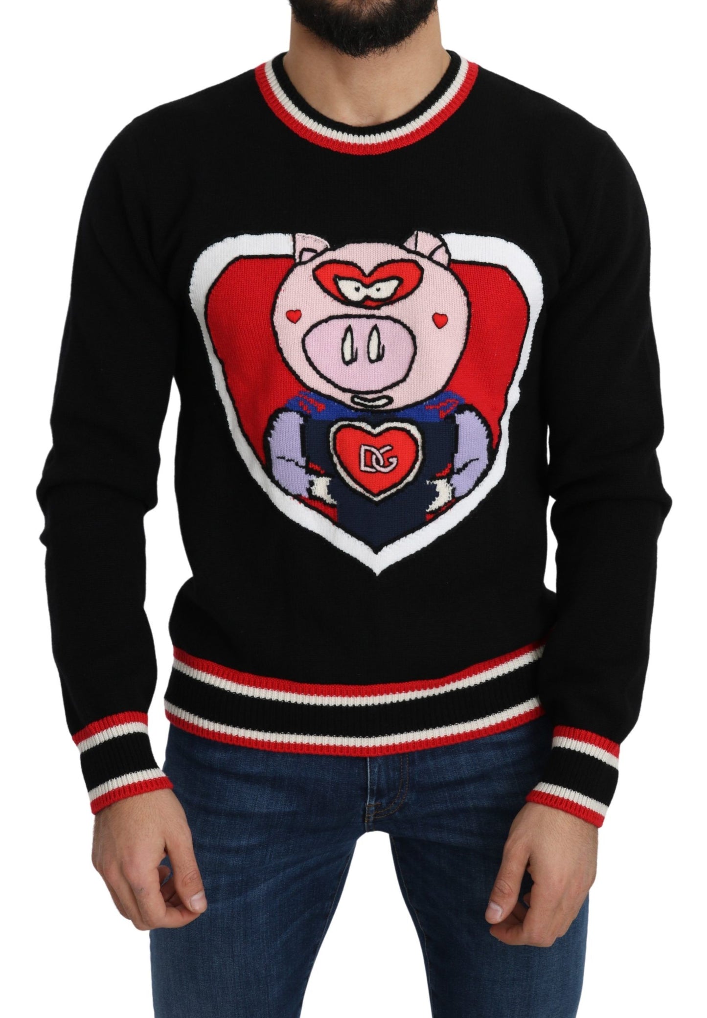 Pulover Dolce & Gabbana negru din cașmir Pig of the Year