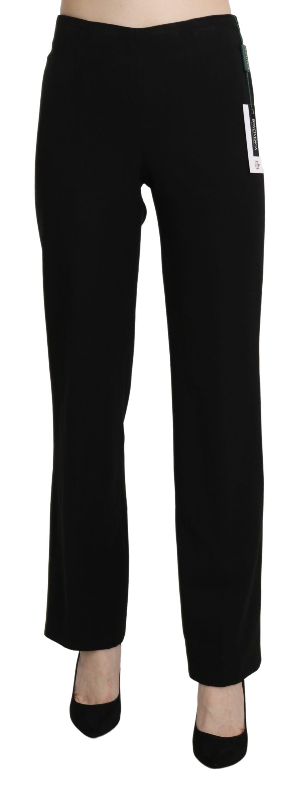 Pantaloni eleganți negri cu talie înaltă, drepți, BENCIVENGA