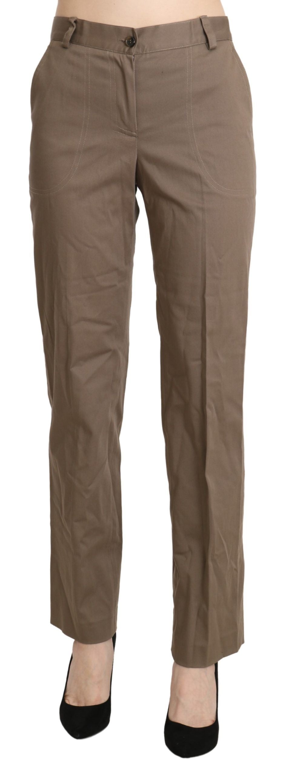 Pantaloni eleganți drepți cu talie înaltă BENCIVENGA maro