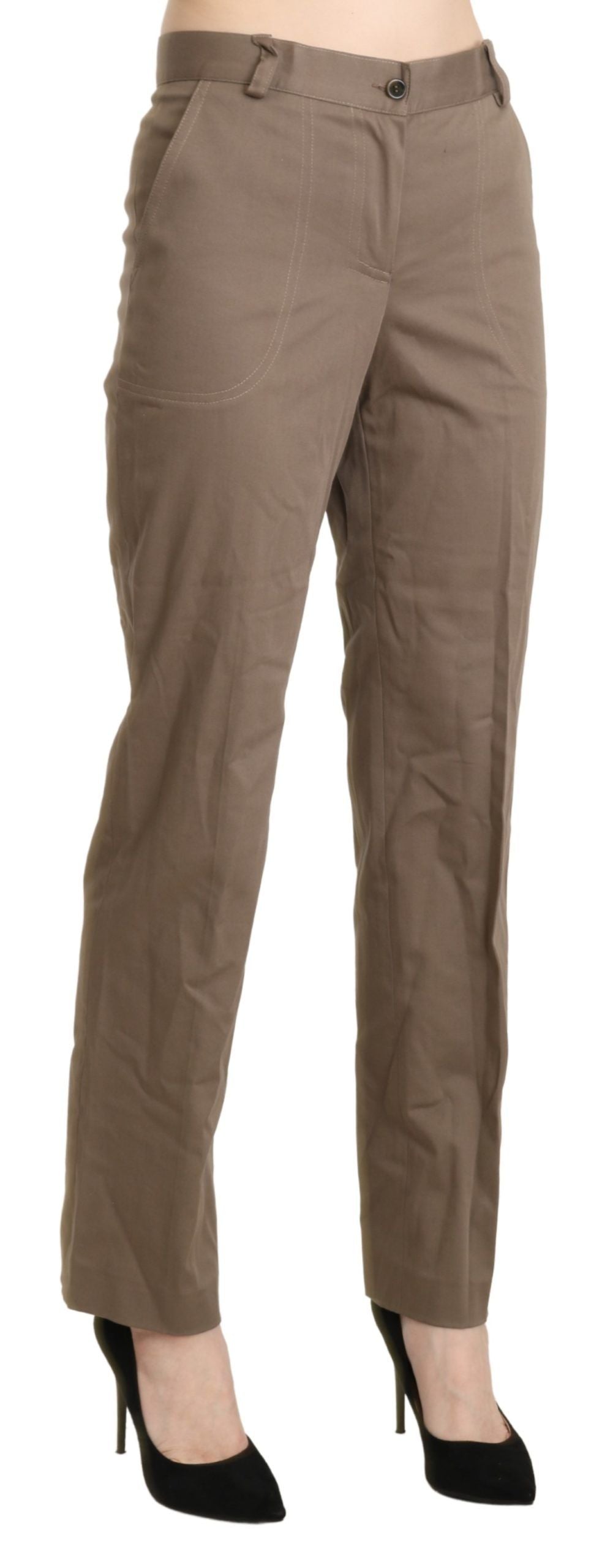 Pantaloni eleganți drepți cu talie înaltă BENCIVENGA maro