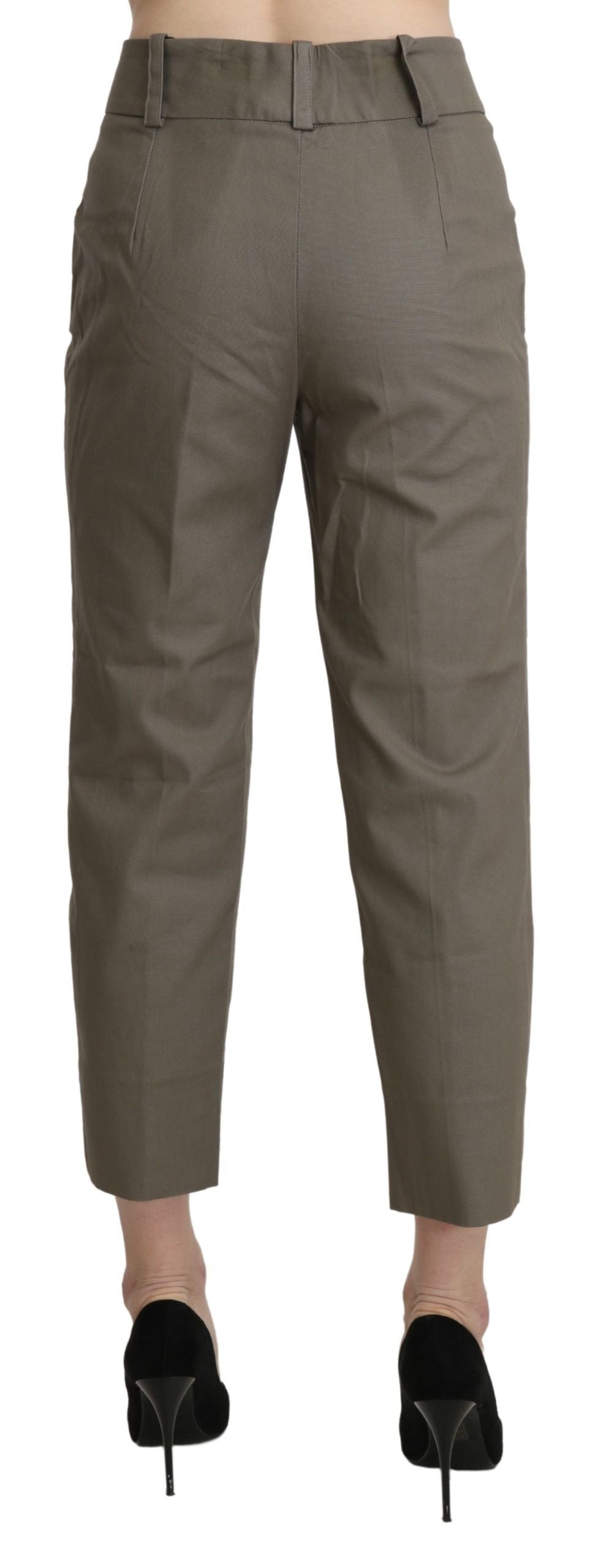 Pantaloni eleganți crop cu talie înaltă gri BENCIVENGA