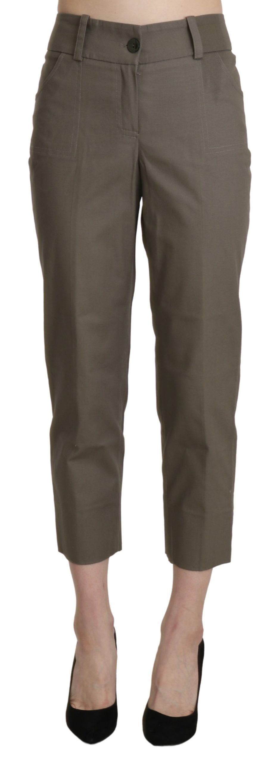 Pantaloni eleganți crop cu talie înaltă gri BENCIVENGA