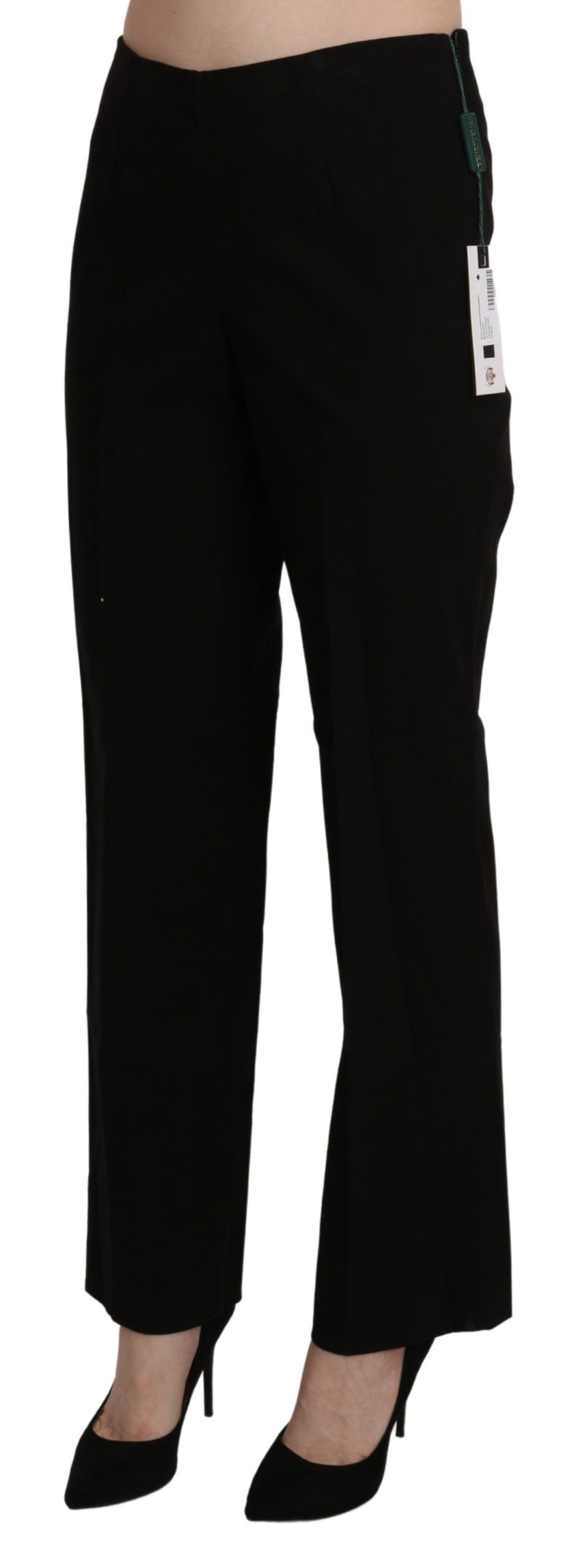 Pantaloni eleganți drepți cu talie înaltă BENCIVENGA negri