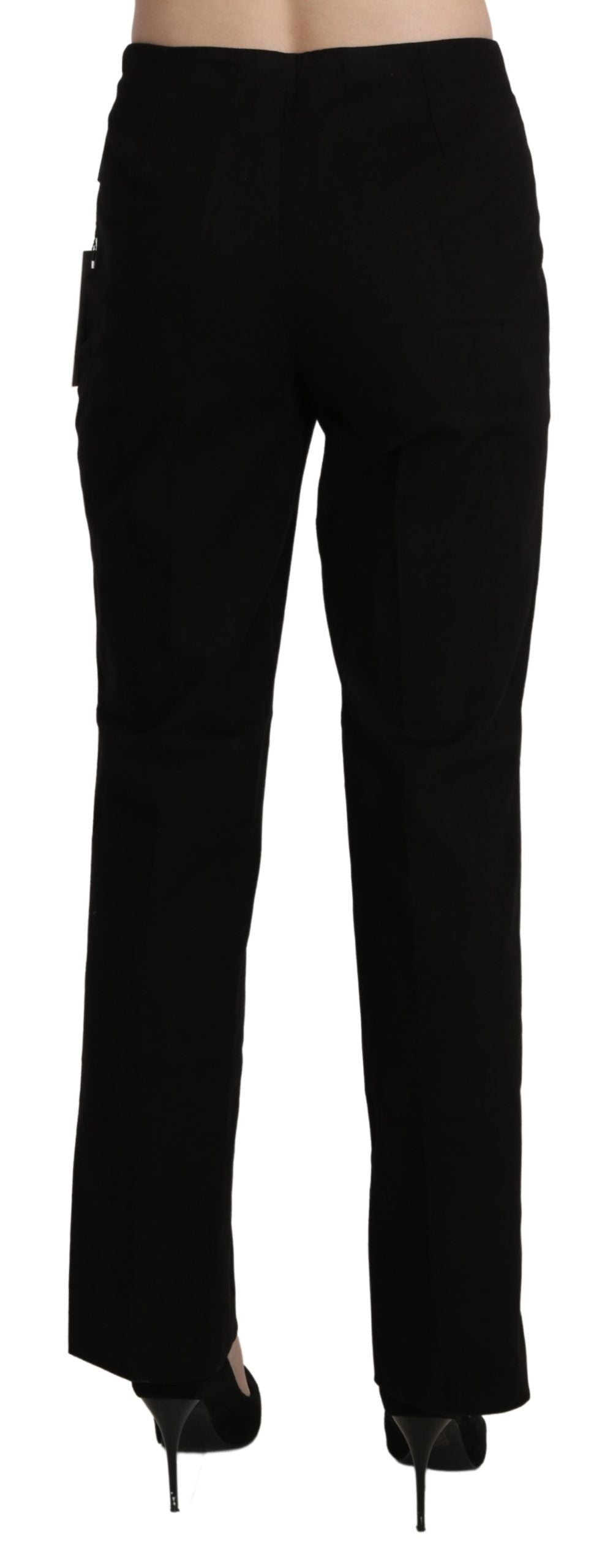 Pantaloni eleganți drepți cu talie înaltă BENCIVENGA negri
