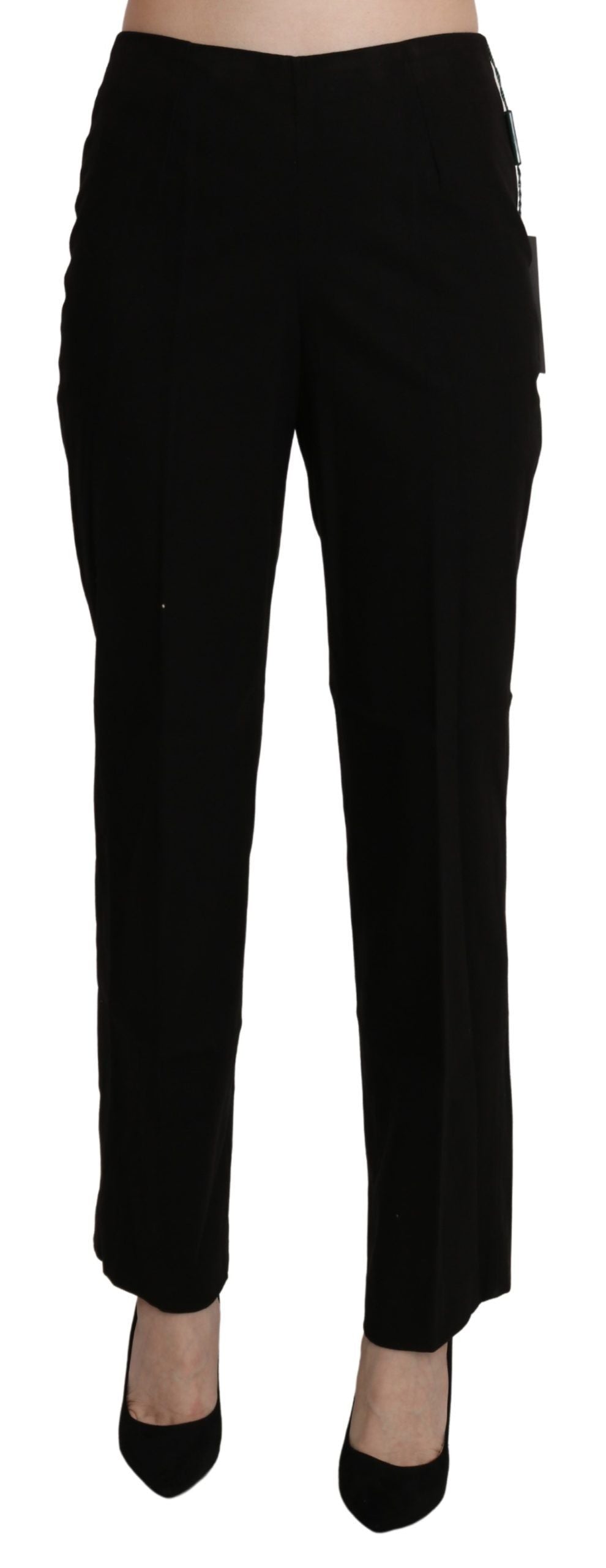 Pantaloni eleganți drepți cu talie înaltă BENCIVENGA negri