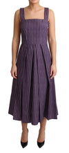 Dolce & Gabbana Elegant Sleeveless A-Line Purple Stripe Dress