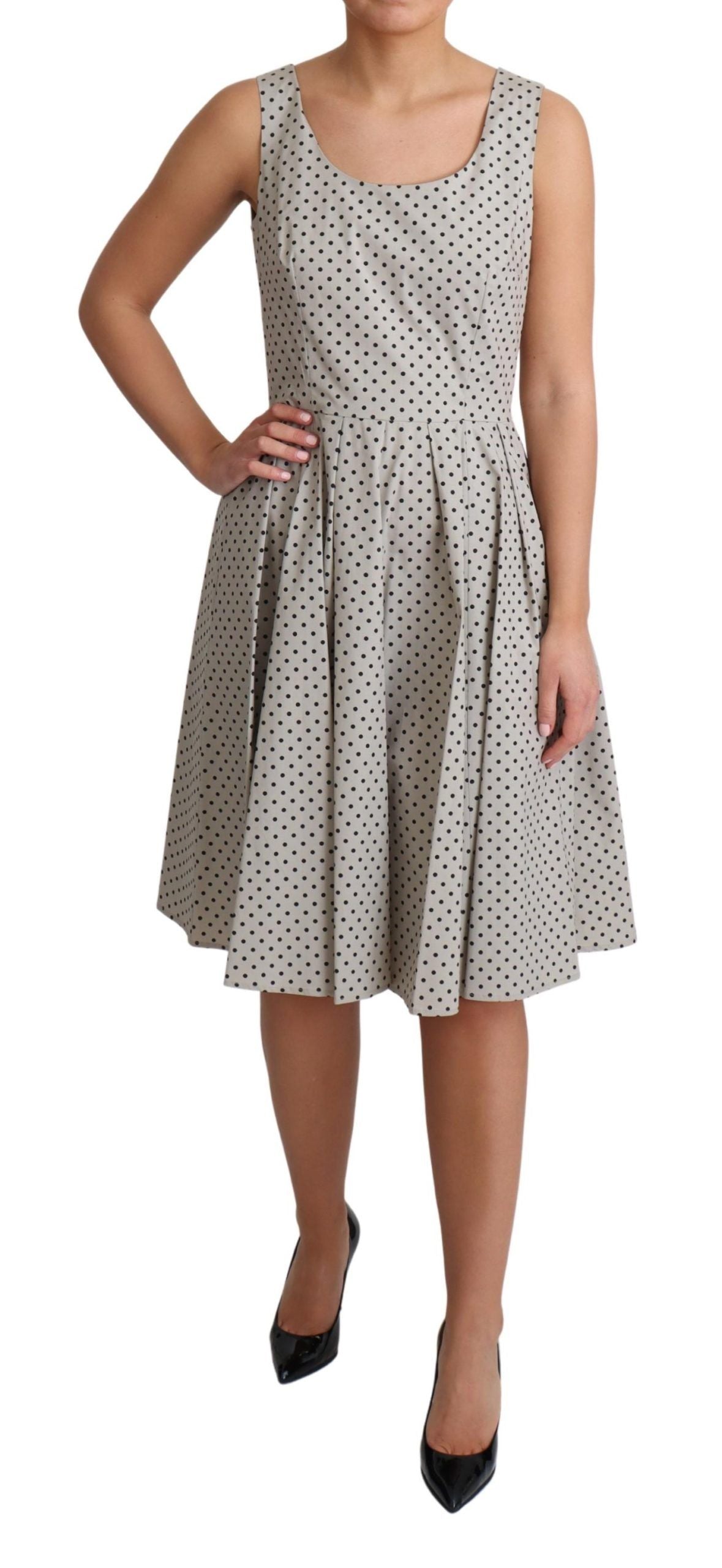 Rochie Dolce & Gabbana bej cu buline din bumbac, linie A