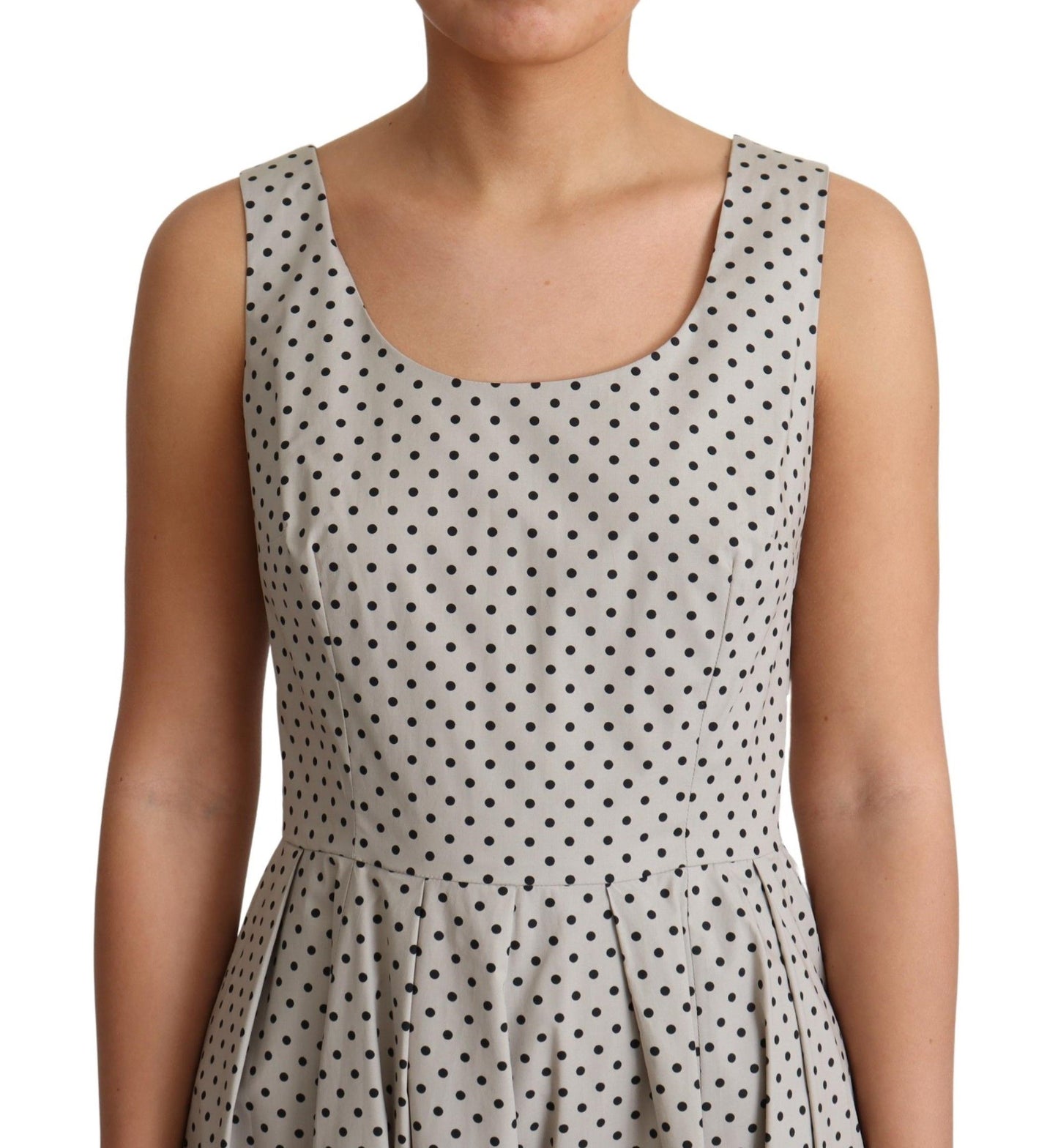 Rochie Dolce & Gabbana bej cu buline din bumbac, linie A