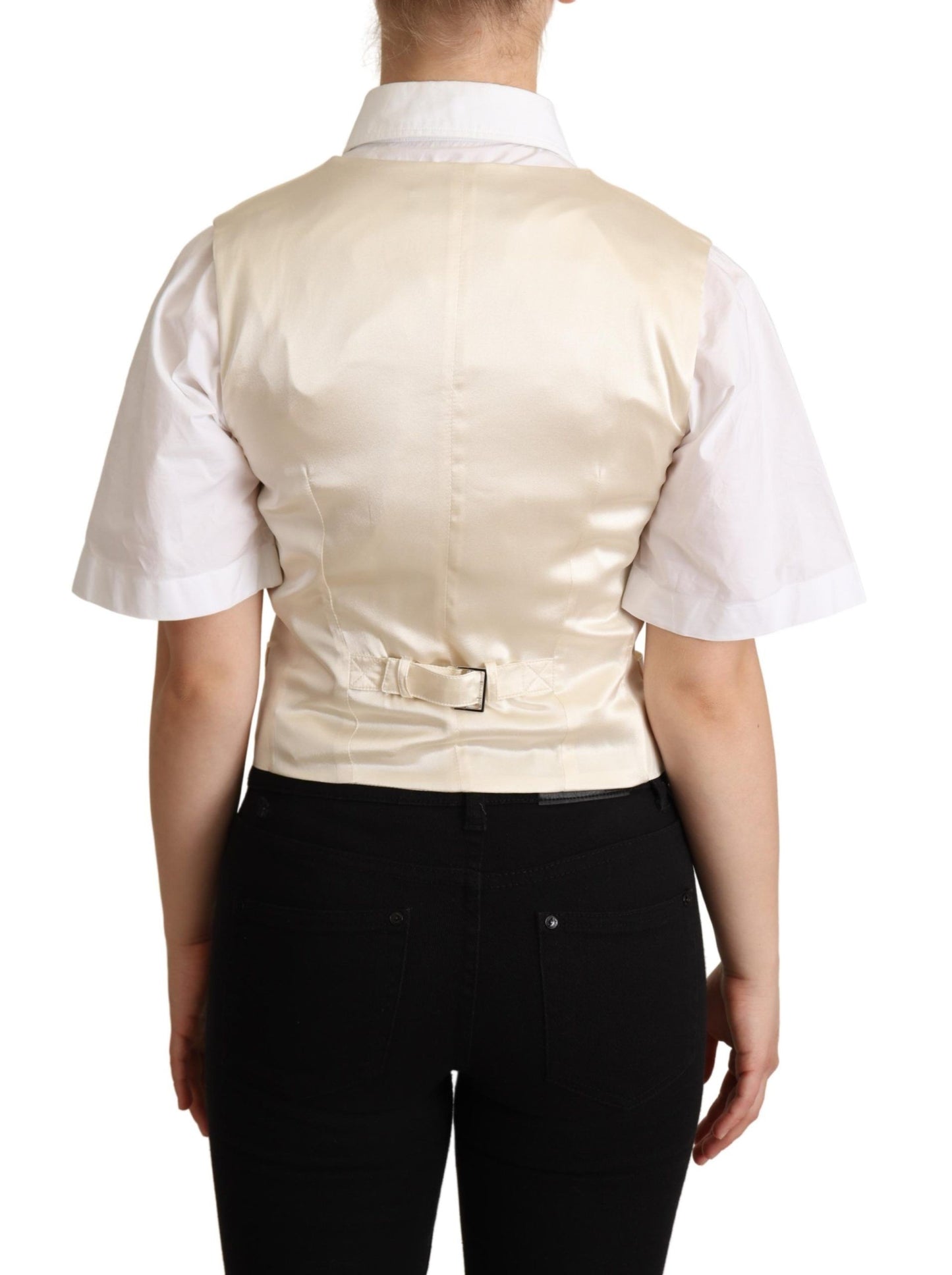 Vestă fără mâneci din mătase bej Dolce & Gabbana