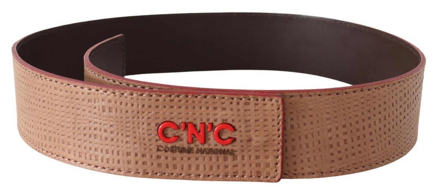 Curea de talie la modă din piele albă cu logo Costume National