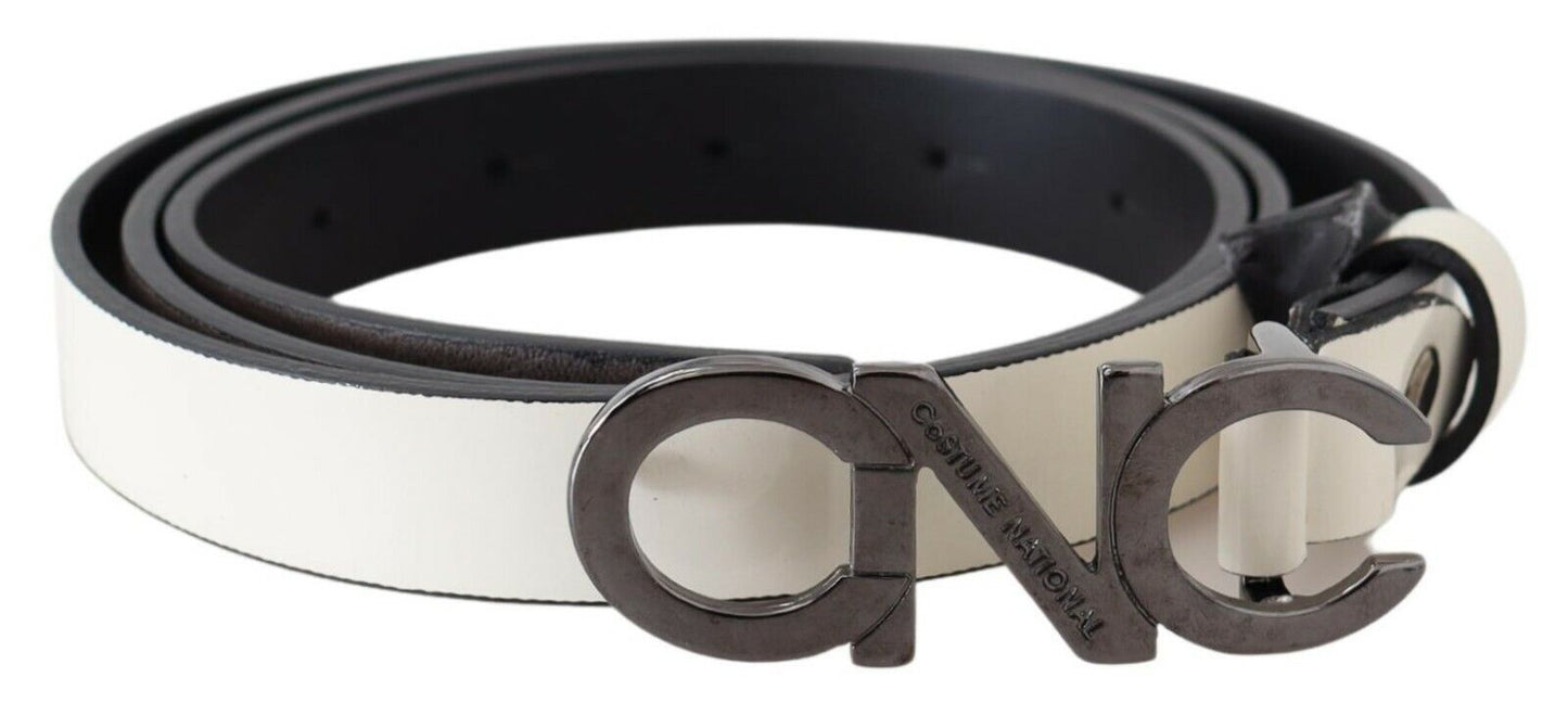 Curea din piele gri metalic cu logo Costume National Belt