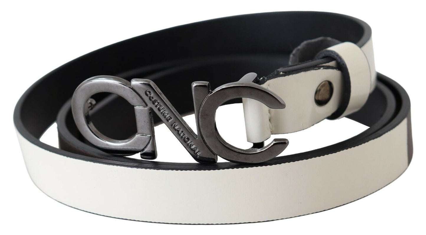 Curea din piele gri metalic cu logo Costume National Belt