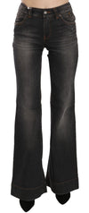 John Galliano Black Washed Mid Waist Flared Denim Casual Jeans
