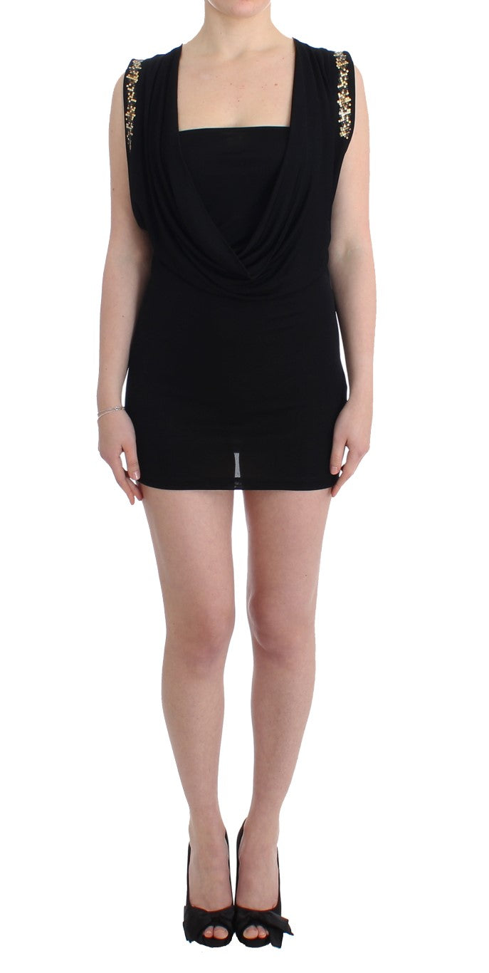 Rochie scurtă mini din jerseu cu ornament negru Roccobarocco