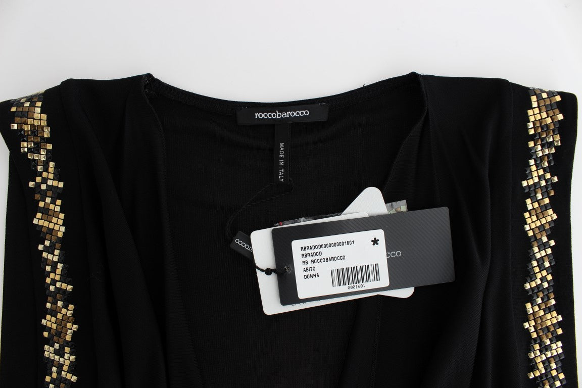 Rochie scurtă mini din jerseu cu ornament negru Roccobarocco