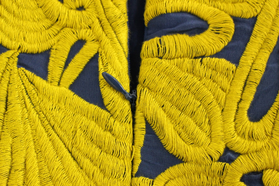 Rochie mini Sachin & Babi albastră și galbenă, fără bretele, cu imprimeu bubble