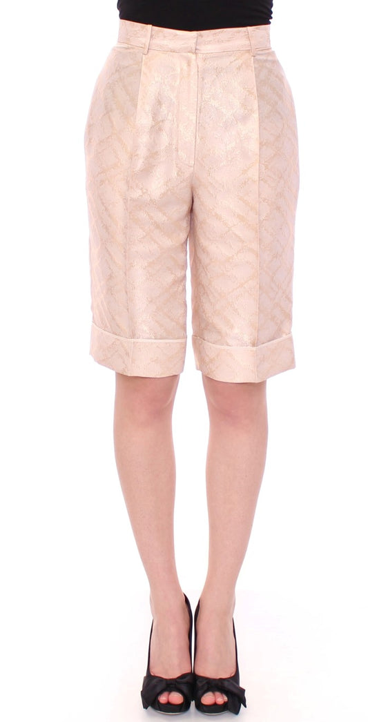 Zeyneptosun Beige Brocade Above Knee Shorts
