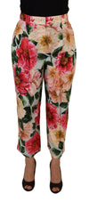 Dolce & Gabbana Multicolor Flora Printed High Waist Cropped Trouser Pants