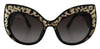 Dolce & Gabbana Black Gold Sequin Butterfly Polarized DG4326 Sunglasses