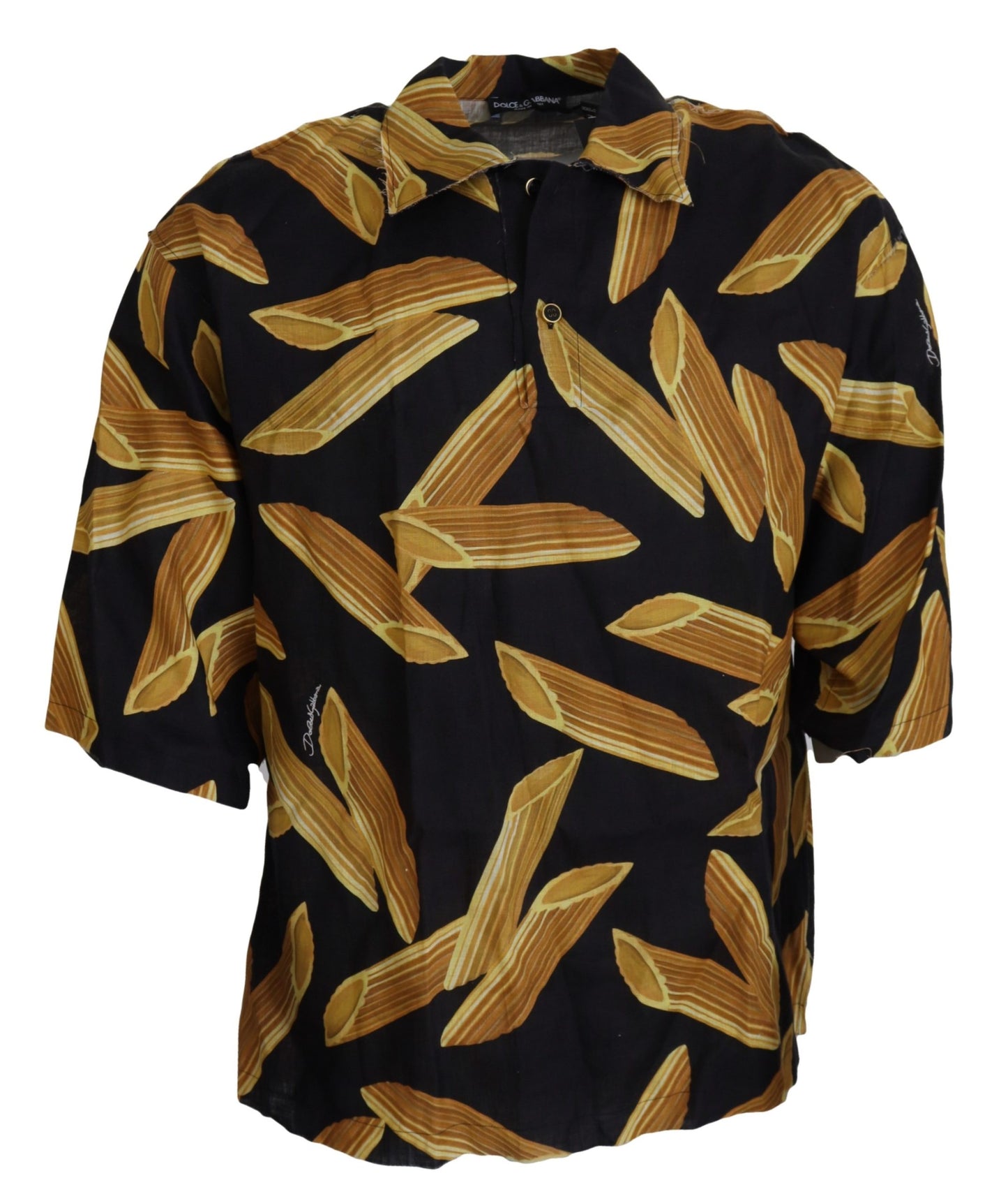 Cămașă casual Dolce & Gabbana neagră Penne Rigate din in