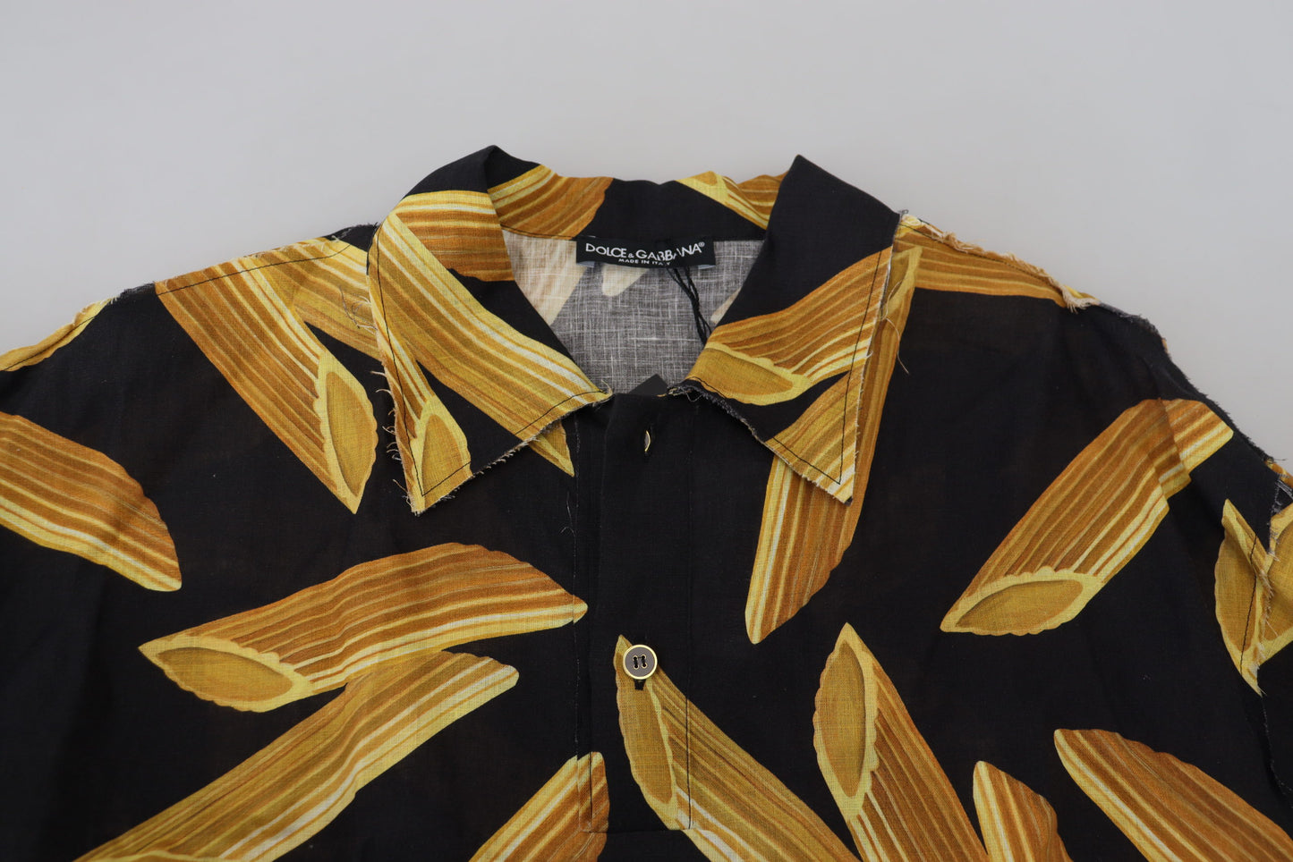 Cămașă casual Dolce & Gabbana neagră Penne Rigate din in