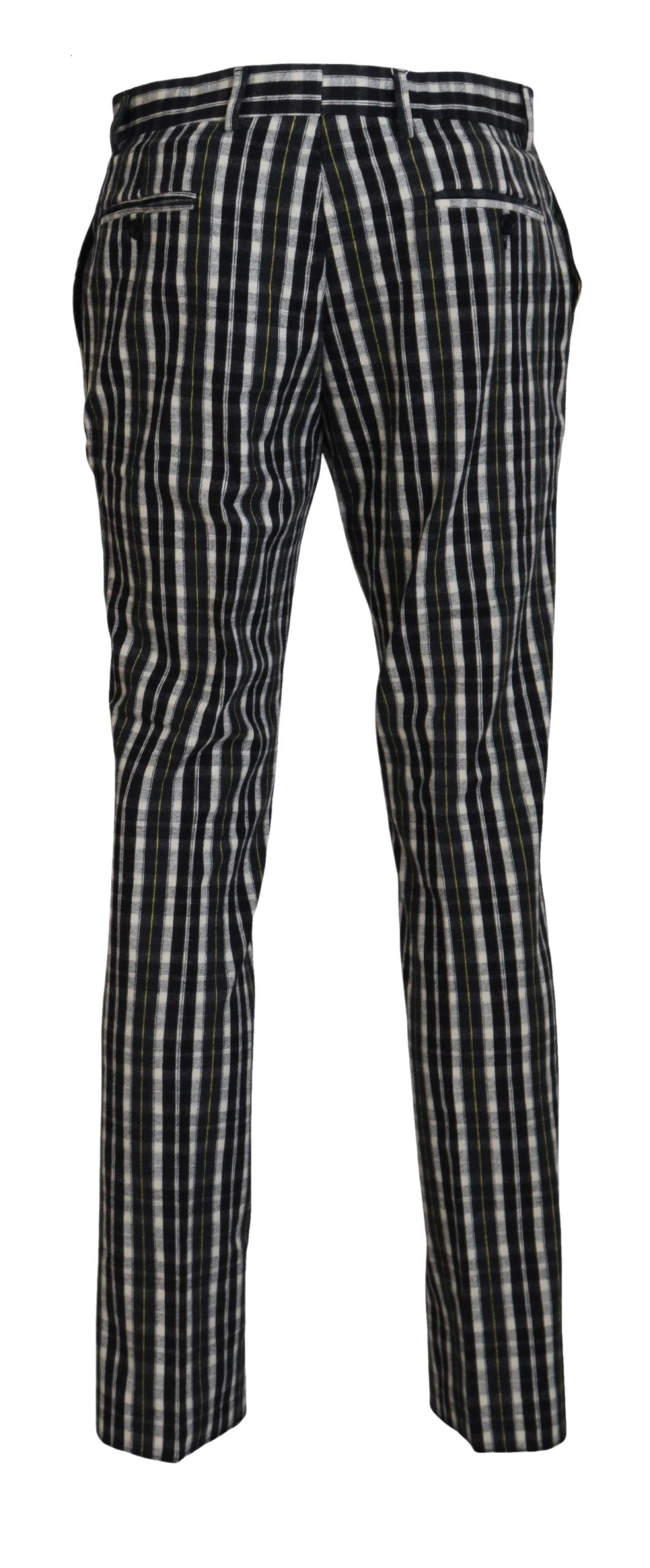 Pantaloni casual negri din bumbac cu carouri BENCIVENGA