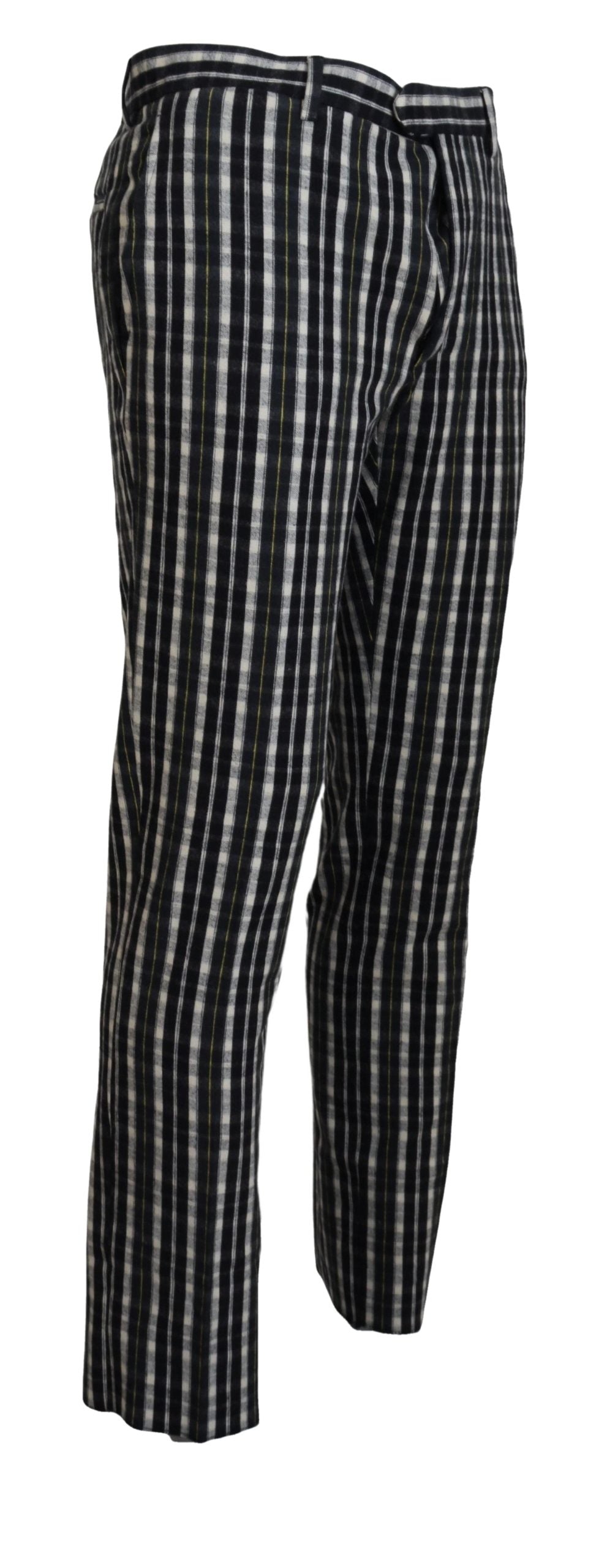 Pantaloni casual negri din bumbac cu carouri BENCIVENGA