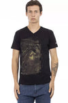 Trussardi Action Black Cotton Men V-Neck T-Shirt