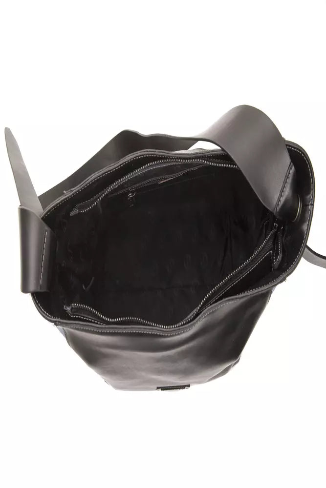 Pompei Donatella sort læder skuldertaske til kvinder