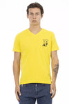 Trussardi Action Yellow Cotton Men V-Neck T-Shirt