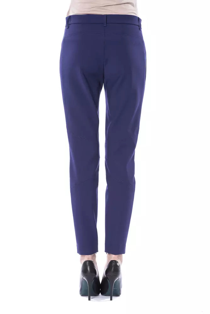Pantaloni slim fit pentru femei din poliester albastru BYBLOS
