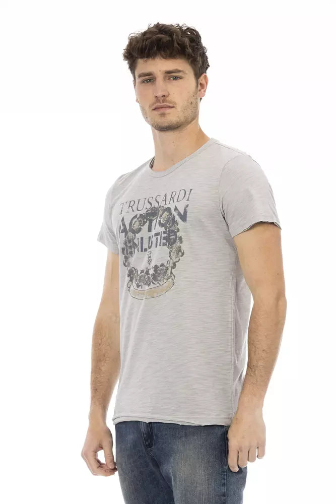 Trussardi Action "Gray Cotton Men T-Shirt"