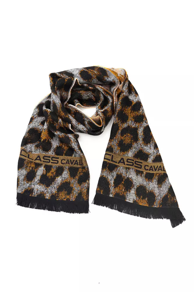 Cavalli Class Brown Wool Scarf