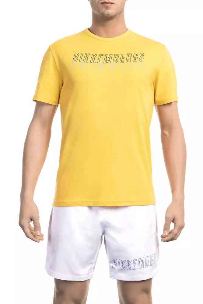 Tricou Bikkembergs galben din bumbac pentru bărbați