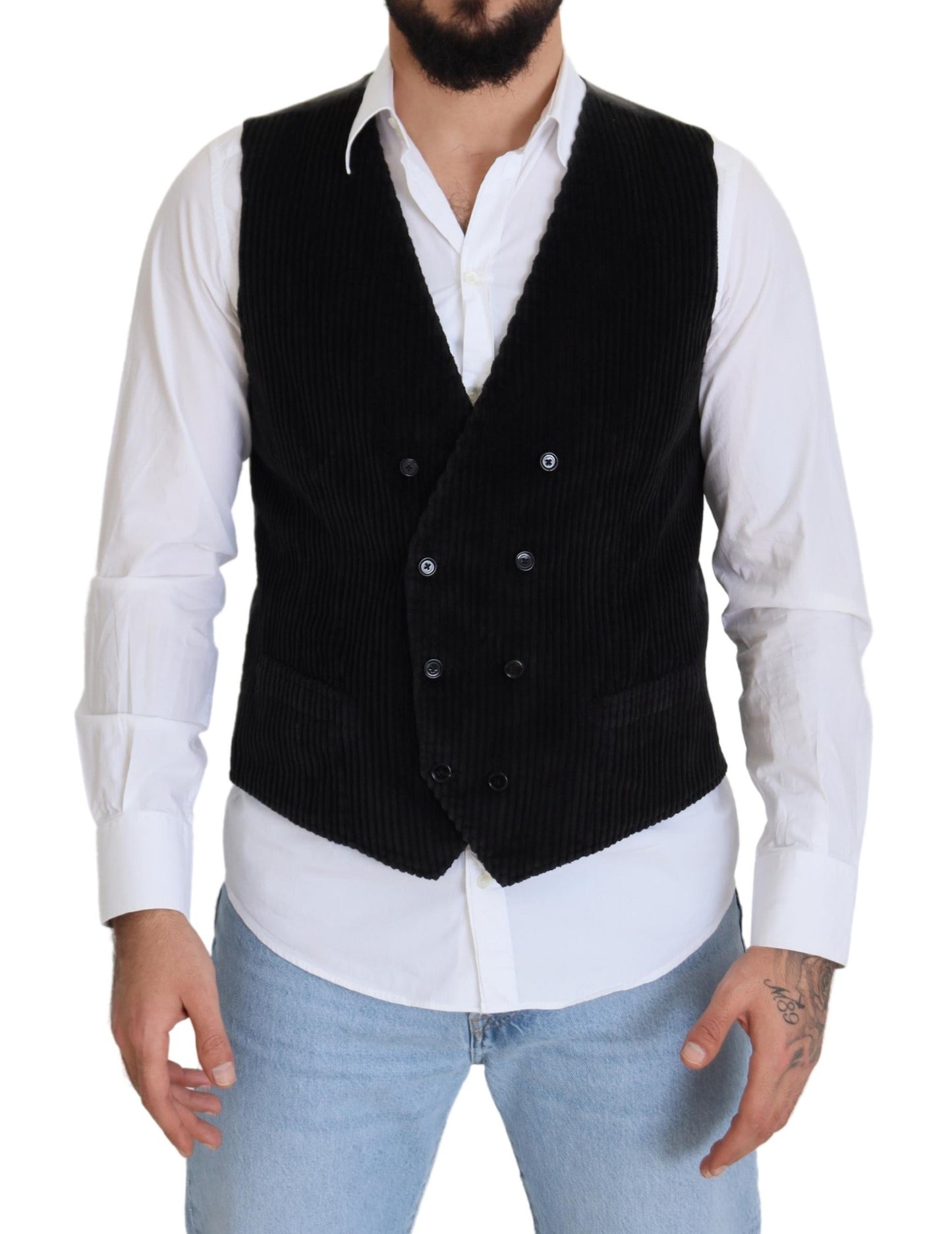 Vestă Dolce & Gabbana neagră din bumbac cu două nasturi