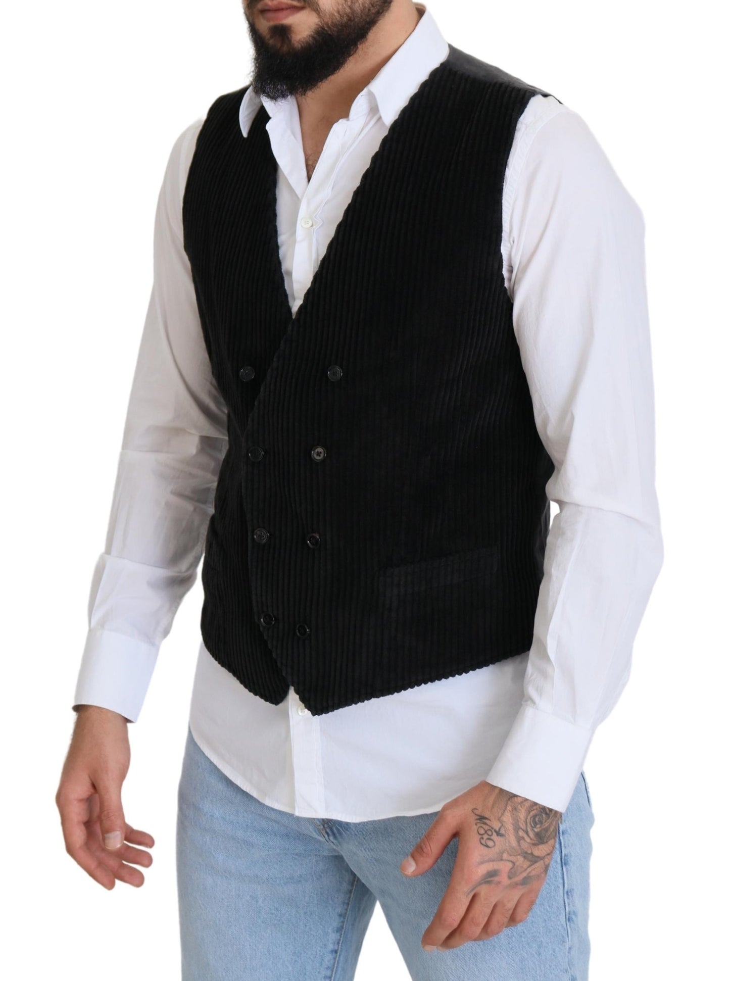 Vestă Dolce & Gabbana neagră din bumbac cu două nasturi