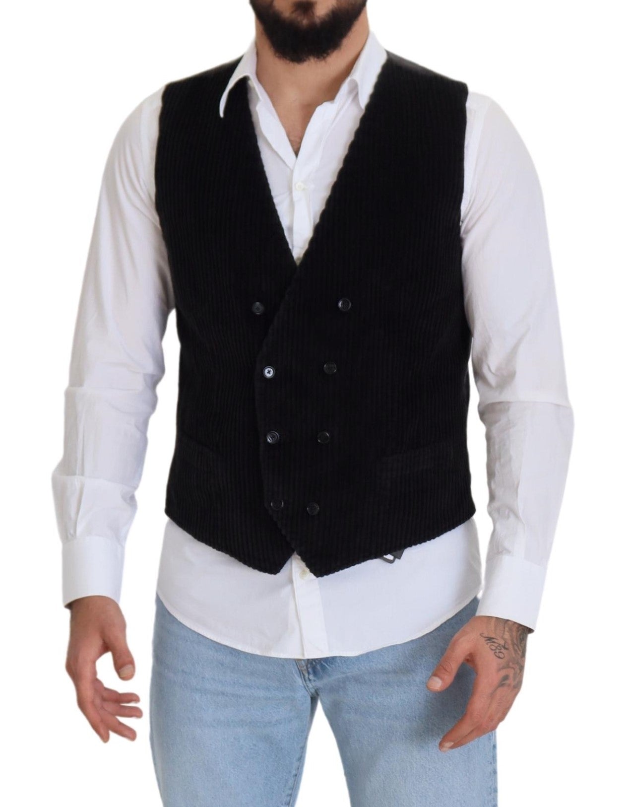 Vestă Dolce & Gabbana neagră din bumbac cu două nasturi