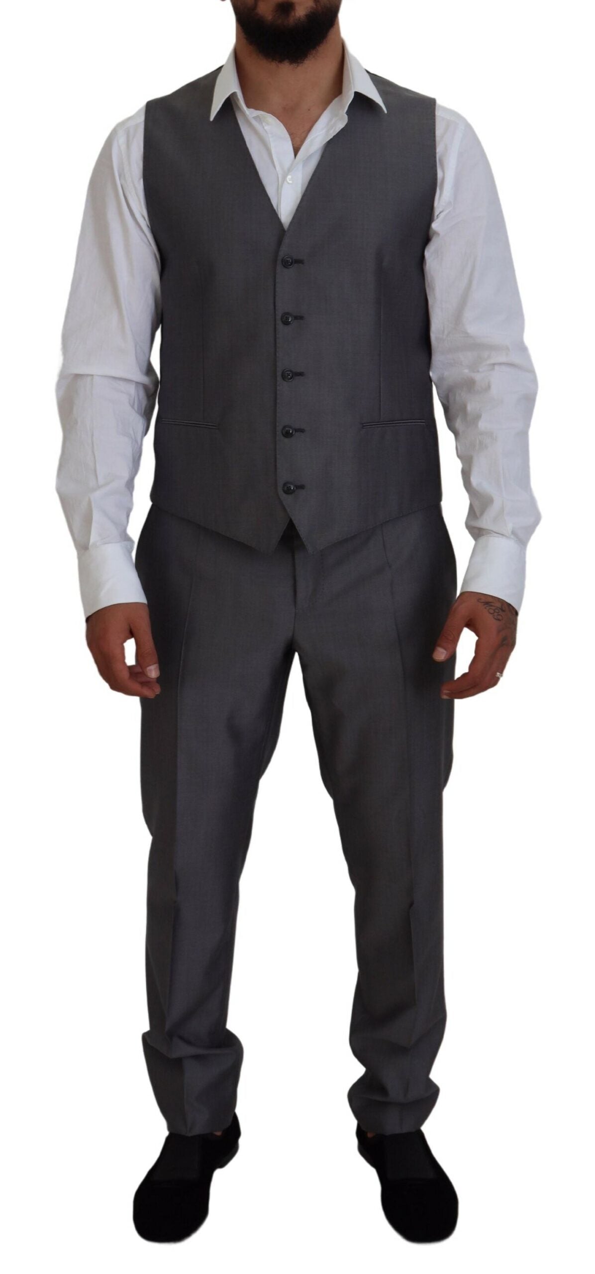 Costum Dolce & Gabbana gri SICILIA slim fit din 3 piese