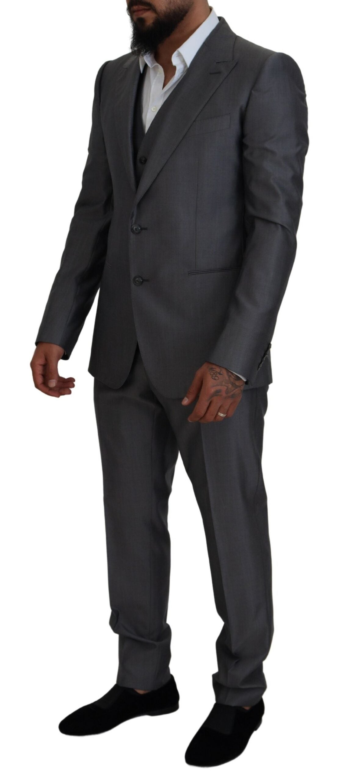 Costum Dolce & Gabbana gri SICILIA slim fit din 3 piese