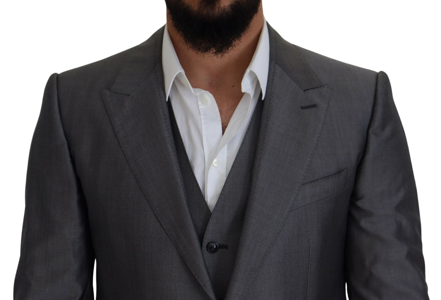 Costum Dolce & Gabbana gri SICILIA slim fit din 3 piese