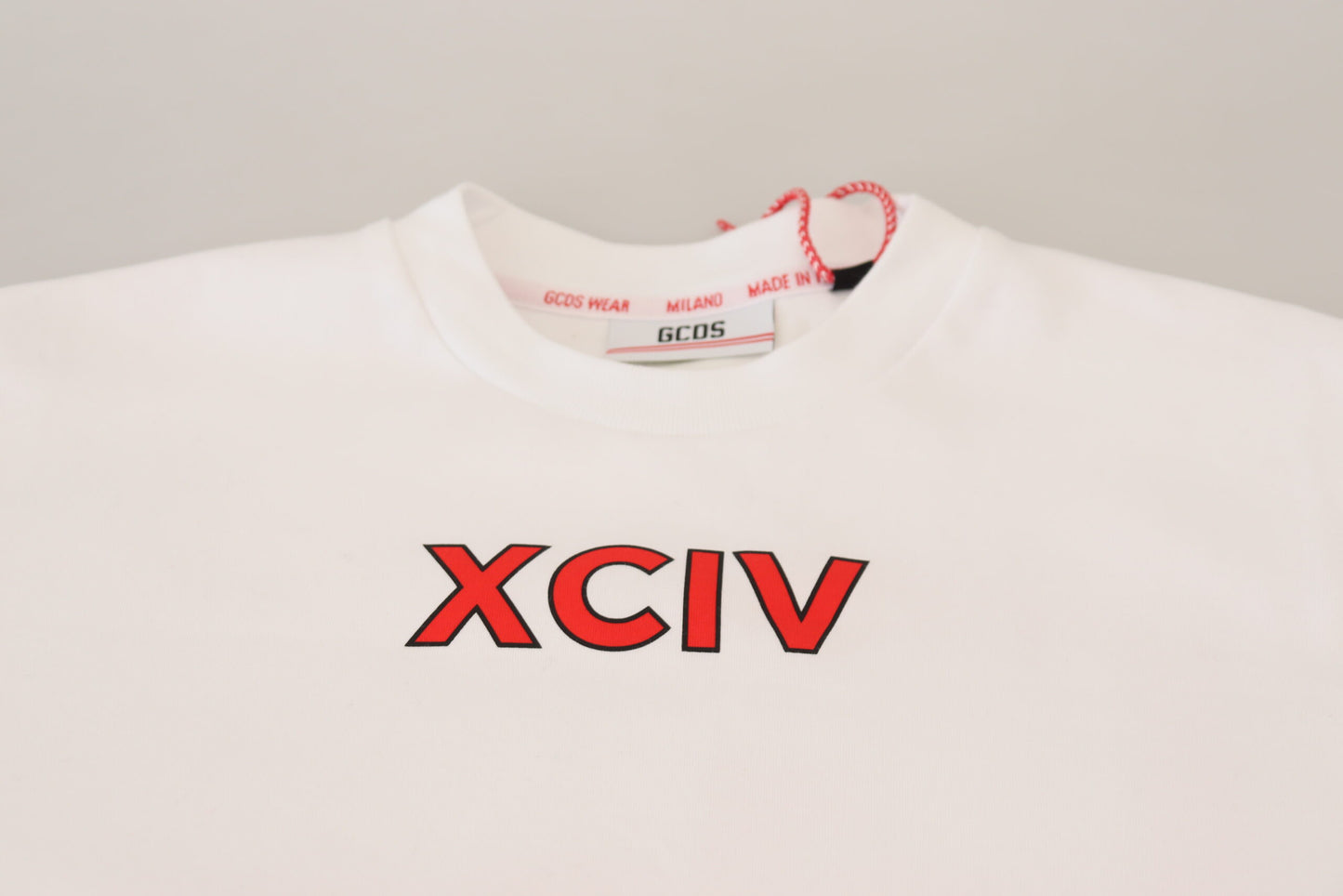 Tricou GCDS cu mânecă scurtă din bumbac și imprimeu alb cu logo