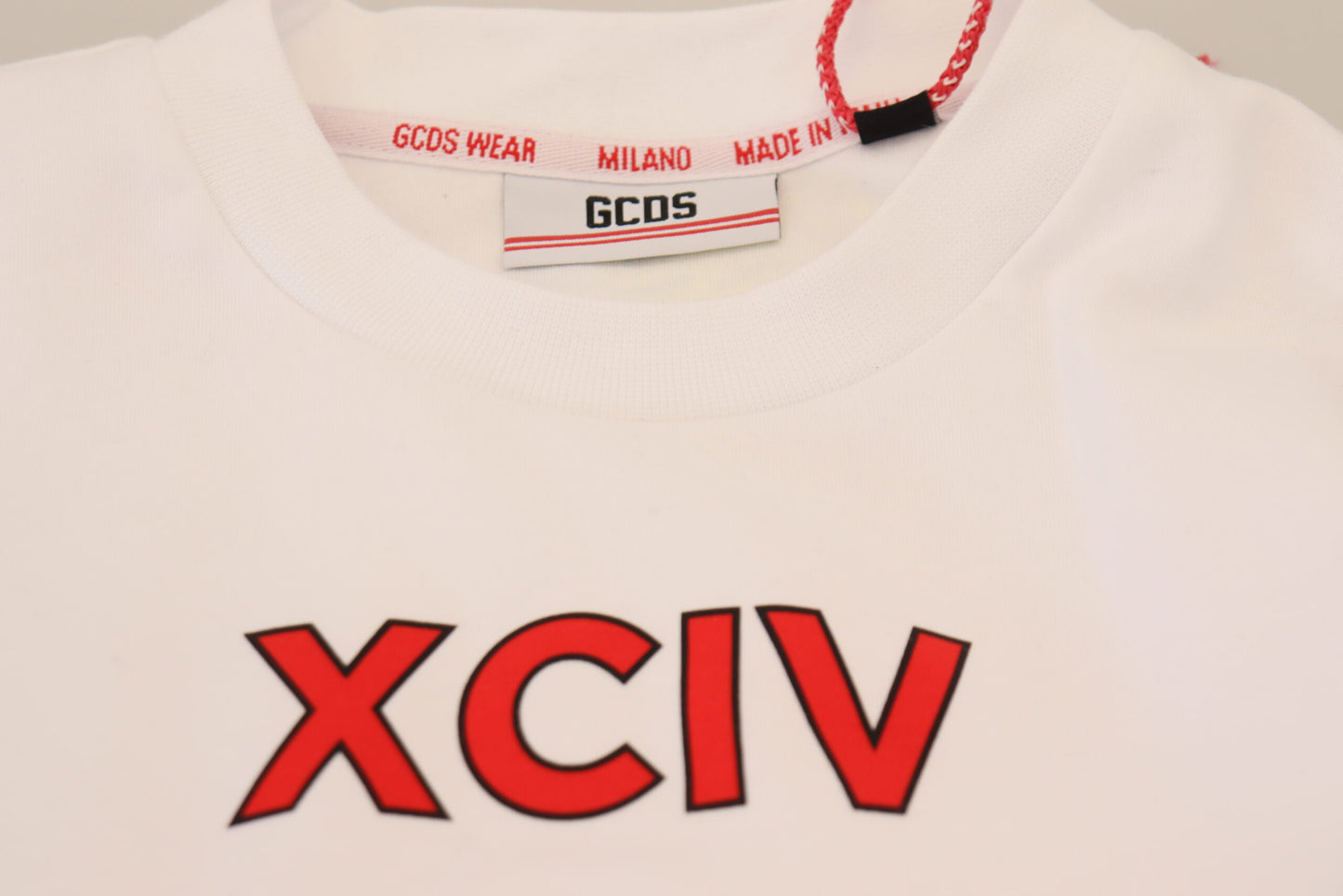 Tricou GCDS cu mânecă scurtă din bumbac și imprimeu alb cu logo