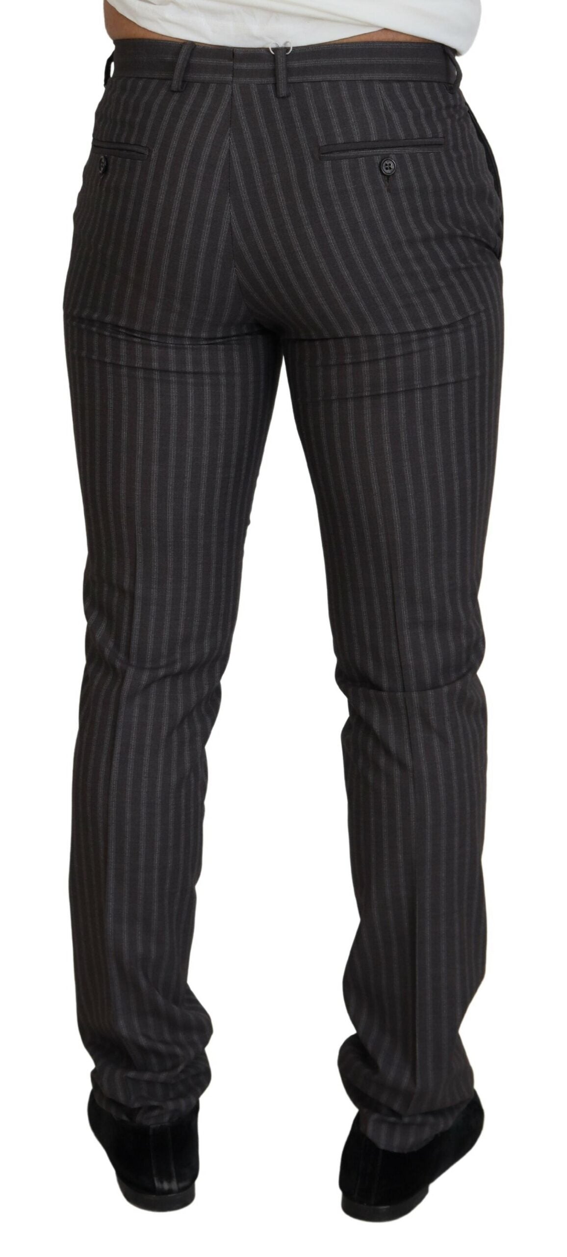 Pantaloni slim fit pentru bărbați cu dungi maro BENCIVENGA
