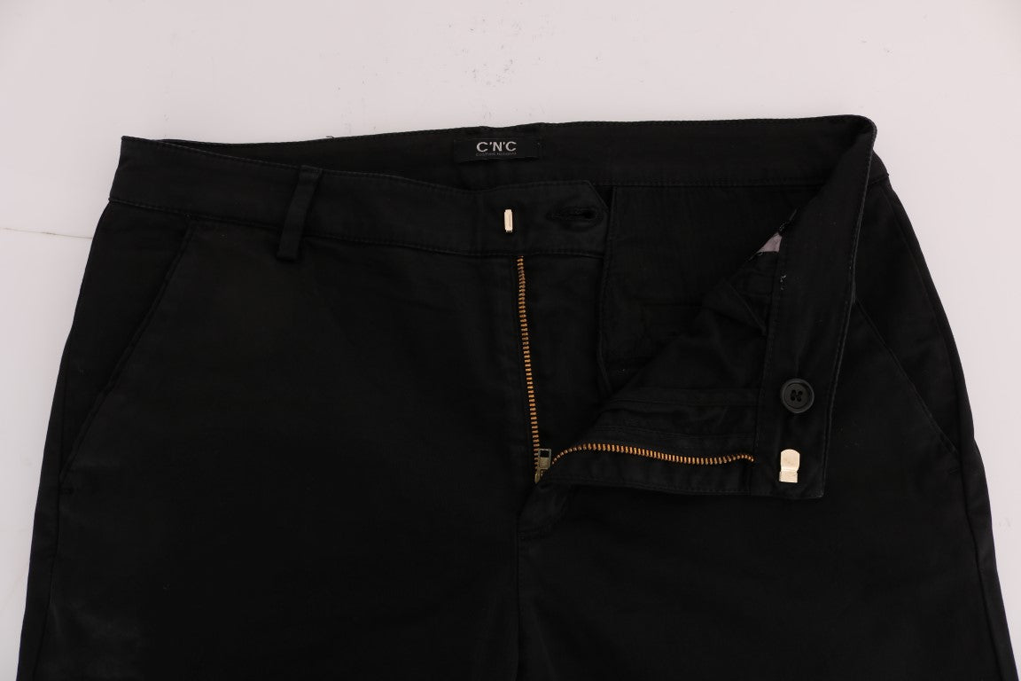 Pantaloni negri slim fit din bumbac elastici Costume National