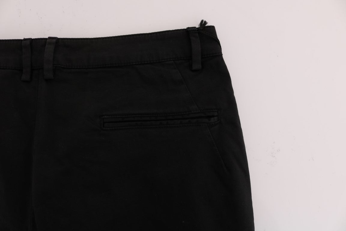 Pantaloni negri slim fit din bumbac elastici Costume National