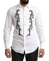 Dolce & Gabbana White Tuxedo Slim Fit Baroque Shirt